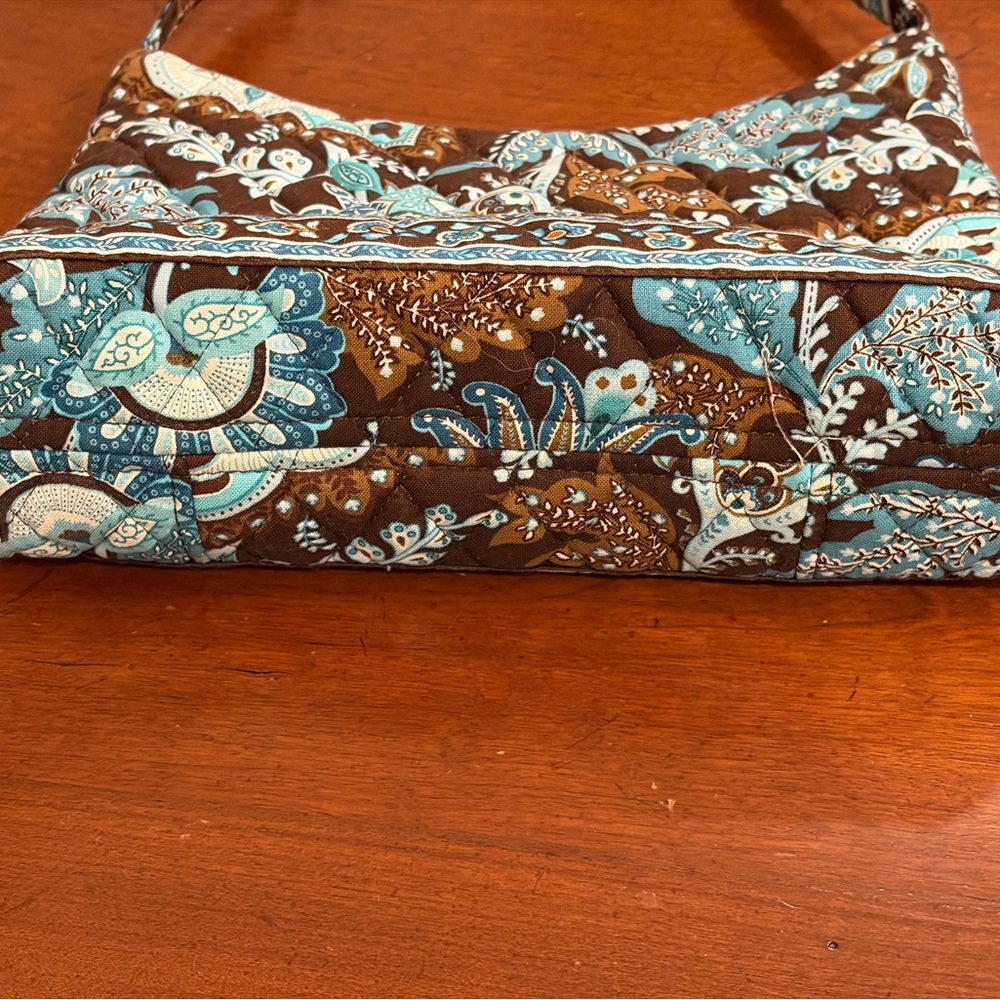 Vera Bradley Quilted Floral-Print Shoulder Bag in Teal and Brown - Picture 9 of 12